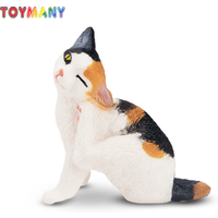 Toymany Simulation Sitting Patched Tortoiseshell Cat Pet Animal Model Toy Mini Figures Action Figurines Kid Educational Gife