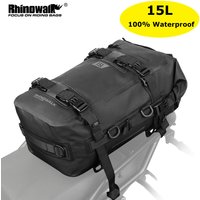 Rhinowalk-Waterproof Motorcycle Tail Bag for Men, Black Backpack, Rear Luggage, Travel Bag, 100% Waterproof, 15L