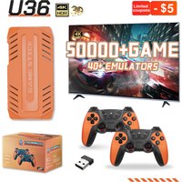 U36 Wireless Game Stick Retro Gaming Console S905 128G 50,000+ Games Support 40+ Classic Emulators For PS1/PSP 4K HDMI Kid Gifts
