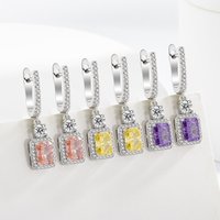 925 Sterling Silver Elegant Clear Ice Flower Cut Crystal Zircon Earrings Birthday Party Anniversary Gift