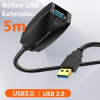 5M USB 2.0/USB 3.0 Active Extension Cable with Booster Active USB A Male to Female Extension Cord for PC Laptop Printer Scanner