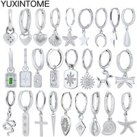 925 Sterling Silver Ear Needle Vintage Geometric Silver Earrings Tassel Pendant Hoop Earrings for Women Fashion Jewelry Gift