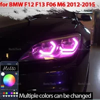 For BMW 6 Series F12 F13 F06 M6 2011-2017 RGB Multi-colored App Control M4 Style LED Headlight Angel Eyes Bulb Ring Lamp