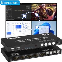 Navceker 4K HDMI KVM Switch 4x1 Quad Multi Viewer 4 in 1 Out KVM HDMI Screen Multiviewer Seamless for 4 PC Share Mouse Keyboard