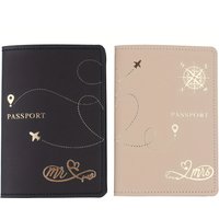 2PCS/Set Mr Mrs PU Leather Passport Cover Case Card Holder Lightweight Travel Accessories Wallet Gift For Couples