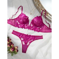 Floral San Valentín encantador breve panty ropa interior Sexy camisón elegante V ropa interior breve conjunto para dama