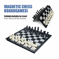 Folding Magnetic Chess Set Black White Board Game with 4 Sizes Portable Travel Educational Puzzle Toy for Kids Boys Girls Gift