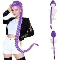 Anime Rumi Lumi Cosplay Synthetic Hair Purple Headgear +120 Cm Detachable Ponytail Halloween Daily Party Heat-Resistant Wig