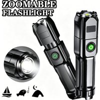 Powerful LED Flashlight USB Rechargeable Torch Waterproof Zoomable Lamp Outdoor Fishing Camping High Lumen Tactical Flashlight