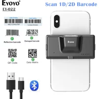 Eyoyo EY-022 2D Bluetooth Barcode Scanner Wireless Back Clip-on Phone Bar Code Scanner Adjustable for 1D QR PDF417 Code Reader