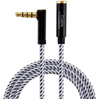 CableCreation 3.5mm TRRS Right Angle Audio Extension Cable, Braided Aux Cord with Mic for Headphone Car Phone 0.45m 0.9m 1.8m