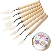 7Pcs Cake Palette Knife for Baking Mini Oil Spatula Art Small Clay Tools for Decorating/Design Plastic Wooden Handle 1023413