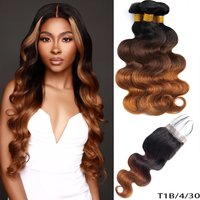 100% Brazilian Virgin Hair Body Wave Bundles With Closure Ombre Hair Bundles With Closure Blond Body Wave Bundles With Closure