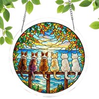 Acrylic Suncatcher 19cm 2D Stained Animal Puzzle Butterfly Cat Window Decoration for Window Wall Home Living Room Bedroom