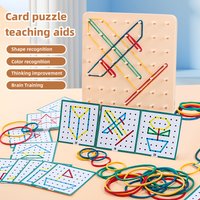 1 Set Standard Size Educational Geoboard Toy, Safe Plastic Peg Board with Rubber Bands & Pattern Cards, Colorful Shape Recogniti