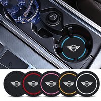 2PC Leather Car Anti Slip Mat Coaster Car Water Cup Slot Decorate Accessories For BMW Mini Cooper Clubman R55 R56 R57 Countryman
