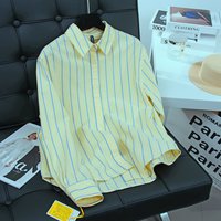 Youthful Stylish Colorful Cotton Striped Shirt for Women 2025 Spring/Summer New Versatile Elegant Casual Shirt Top
