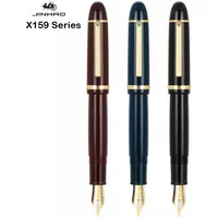 JinHao X159 Acrylic Black Fountain Pen Metal Clip Extended Fine Nib F 0.5mm Writing Office School Gifts Pens PK 9019