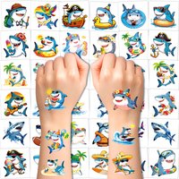 108 PCS Shark Pre-Cut Temporary Tattoos - Super Cute HawaiianThemed Birthday Party Favors,Beach Party Decorations Kit, Hawaiian