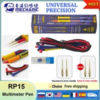 MECHANIC RP15 Multimeter Pen 1000V 20A Probes with Replaceable 0.1/0.2mm Needles Soft Silicone Wire for Electronic Repair