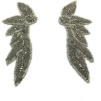 Fashion black beaded collar patches for clothing DIY floral embroidered parches appliques clothes decoration parch ropa