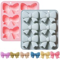 Bow Chocolate Silicone Mold, 6 Cavities Mini Bows Sugar Candy Mold Bowknot Cake Pop Mold DIY Cupcake Toppers Cake Decorating