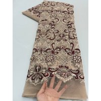 African Lace Fabric Sequins Beaded Embroidery Groom Nigerian Bridal High Quality French Tulle Lace Fabric For Wedding Party