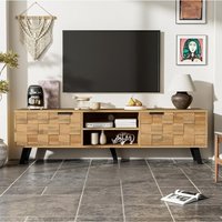 Wooden Media Storage Unit for Living Room - 160.5cm x 35.5cm x 45cm, Ideal for Robot Vacuums