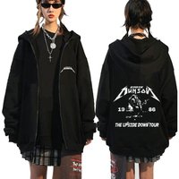 Eddie Munson The Upside Down Tour 1986 Zipper Hoodie Demogorgon Cannibal Flower Monster Zip Up Jacket Men Fleece Zip Up Hoodies