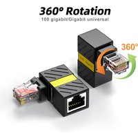 360 Rotate RJ45 Male To Female Converter 90 Degree Extension Adapter for Cat5 Cat6 LAN Ethernet Network Cable Connector Extender