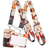 Dachshund Dog Art Cartoon Anime Fashion Lanyards Bus ID Name Work Card Holder Accessories Decorations Kids Gifts