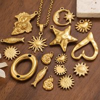 5pcs Stainless Steel Sun Moon Star Charms Gold Plated Conch Pendants Connectors for DIY Boho Earrings Jewelry Making Supplies