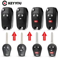 KEYYOU 2/3/4 Buttons Modified Folding Key Shell Case for NISSAN Cube Juke Rogue Note Micra with NSN14 Uncut Blade