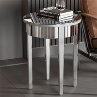 LUVODI Modern Silver Mirror Side Table Round Accent Table for Living Room Bedroom Sofa Couch Side