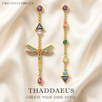 Colourful Dragonfly Drop Earrings Europe Style Playful Fine Jewerly For Women Brand New Boehmia Gift In 925 Sterling Silver