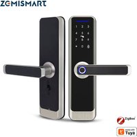 Zemismart Zigbee Fingerprint Door Lock Work with Tuya IC Card Key Password App Unlock with Doorbell Security Mechanical Lock