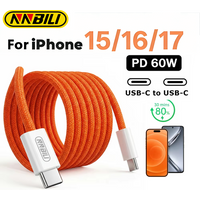 NNBILI USBC Cable to USB Type C Cable Fast Charger Cord PD 60W USBC to Type-C Cable for iPhone 16 17 Xiaomi Samsung MacBook iPad