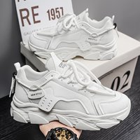 Men's Chunky Sneakers Thick Bottom Lace Up Breathable Vulcanize Shoes Man Autumn Running Sports Shoes Men Casual Non-slip Shoes