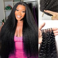 16A Crochet Hair Extensions Kinky Straight Bulk Crochet Human Hair Knotless Invisible Feather With String In The Middle Pre Separated image 3