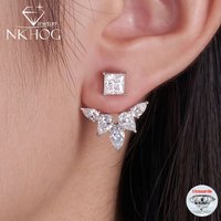 NKHOG Luxury Full Moissanite Stud Earring Women S925 Silver Square/Pear Shaped Diamond Ear Stud Wedding Party 18K Plated Jewelry