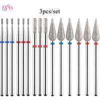 BNG 3Pcs Nail Cutter Drill Bit Professional Nail Art Manicure Drill Bits Diamond Nail Cuticle Remover Tools 3/32'' Shank