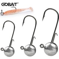 10pcs/lot Metal Jig Hooks 1g 20g All Size Round Ball Jigging Head Hook Barbed Weedless Long Shank for Soft Worm Fishing Fishhook
