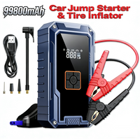 Car Jump Starter with Air Compressor, 2000A Peak 99800mAh Portable 12V Auto Battery Booster with LCD Display, Emergency LED
