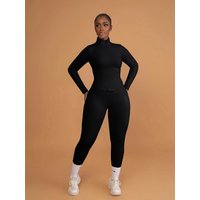 Black and white tight-fitting women's solid-color sets, suitable for fashion - pursuing ladies and daily life exercise.