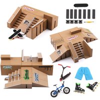 Tech Practice Deck Finger Skatepark Kit DIY Skateboard Ramp Park Fingertip Scooters Stunt Platform Set with Bike Novelty Toys