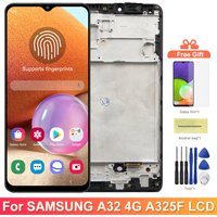 Super AMOLED A32 Screen Assembly for Samsung Galaxy A32 A325 A325F A325F/DS Lcd Display Touch Screen Digitizer With Frame Parts