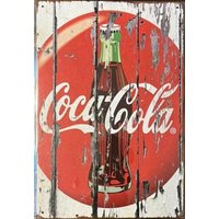 Vintage Novelty Metal Sign Wall Art Red & White With Bottle
