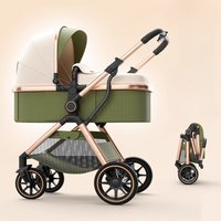 Luxury Four Wheel Baby Stroller High Landscape Baby Cart Can Sit or Lie Portable Pushchair Sleeping Basket Folded Infant Carrier
