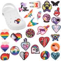 Good Quality 1pcs Shoe Charms Iridescence Earth Heart Crystalball Accessories PVC Shoes Decorations Fit Wristbands Kids Gift