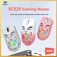 AULA SC620 Wireless Mouse RGB PAW3311 Light Weight Adjustable 12000 DPI Wired/Bluetooth/2.4G Sport Office Custom Gaming Mouse